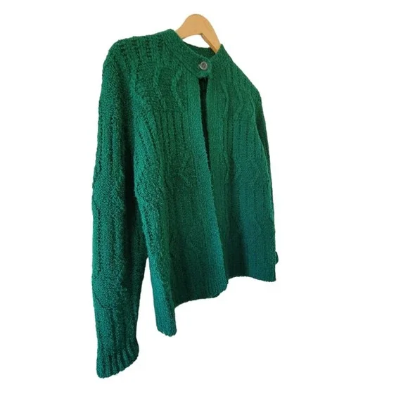 Objectives Vintage Green Shaw Cardigan‎ Sweater LARGE - Picture 2 of 7